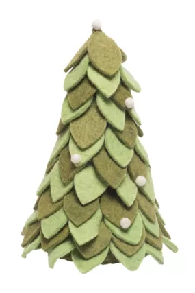 De Kulture Handmade Premium Wool Felt Tree (Green) Eco Friendly Needle Felted Christmas Xmas Tree Decoration Stuffed Ornament for Home Office Party Holiday Décor, 5.5x5.5x11.5 (LWH) Inches